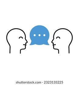 people conversation like small talk. concept of give advice to friend or employee and conversation between lovers. flat linear modern lineart logotype graphic art design isolated on white background