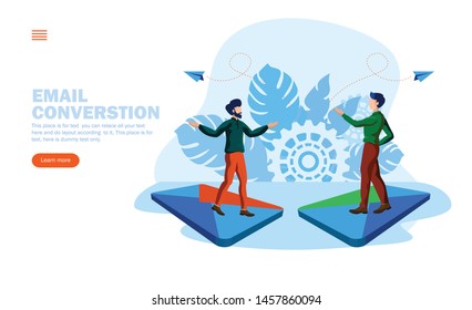 people conversation on mail, mail reply concept vector illustration