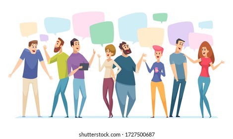 People Conversation. Speech Bubble On Communication Persons Dialogue Visualization Vector Talk Concept