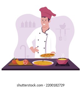 People cooking illustration design concept. Illustration for websites, landing pages, mobile applications, posters and banners. Trendy flat vector illustration