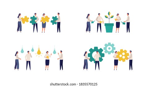 Concepto de cooperación de las personas. Ilustración vectorial de asociación. Ilustración vectorial de diseño plano de la relación de las personas. 