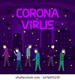 people in Coronavirus 2019-nCoV. Wuhan Corona virus 2020. Young man wearing protective Medical mask for prevent Corona virus