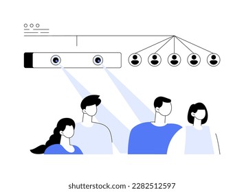 Ilustración vectorial de concepto abstracto del sistema de la gente. Sistema de conteo, tecnologías de registro de visitantes, sensores de contador de personas, reportes de tráfico minorista, contando metáfora abstracta de la solución.