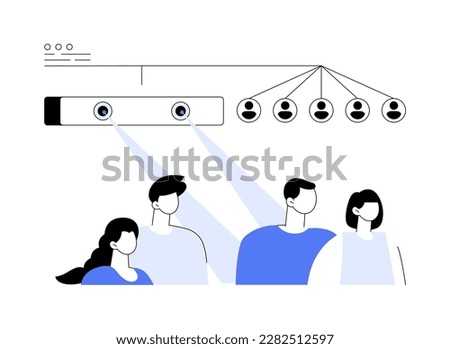 People counter system abstract concept vector illustration. Counting system, visitors recording technologies, people counter sensor, retail traffic report, counting solution abstract metaphor.