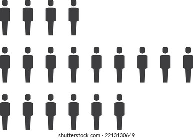 People counting infographics element. Black population statistic icon