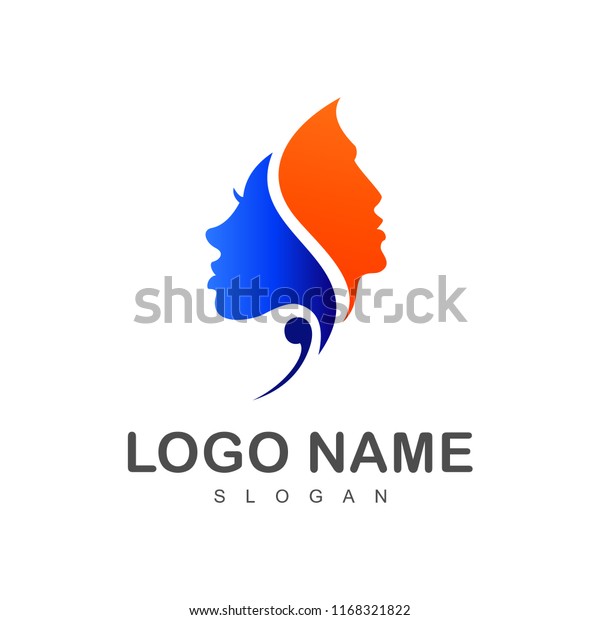 People Couple Logo Woman Man Face Stock Vector (Royalty Free) 1168321822