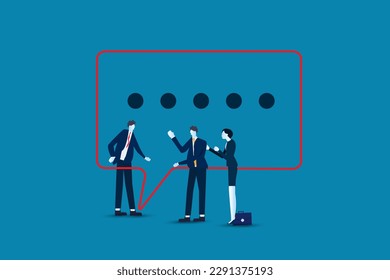 People or couple talk or have lively discussion in office. Productive dialogue or conversation between man and woman. Art corporate communication between coworkers, manager and team.