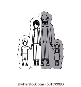 people couple with their children icon, vector illustration image