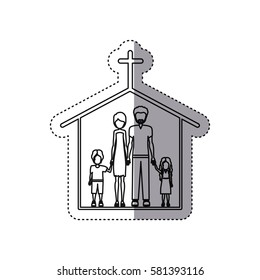 people couple with their children icon, vector illustration image