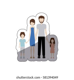 people couple with their children icon, vector illustration image