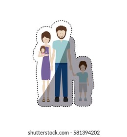 people couple with their children icon, vector illustration image