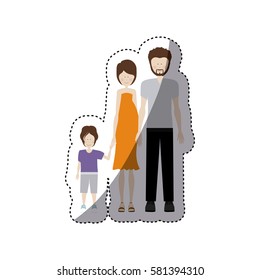 people couple with their children icon, vector illustration image