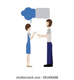 people couple together chat bubble icon, vector illustration