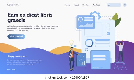 People creating website. Web development, internet, business flat vector illustration. Business concept for banner, website design or landing web page