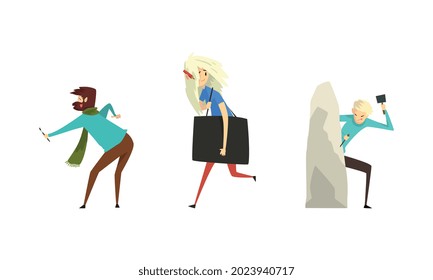 People of Creative Professions Set, Artists and Sculptors Characters Cartoon Vector Illustration
