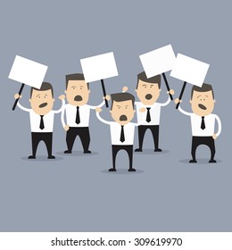 People in crisis with banners protesting vector illustration