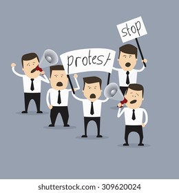 People in crisis with banners protesting vector illustration