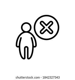 People with cross mark outline icons. Vector illustration. Editable stroke. Isolated icon suitable for web, infographics, interface and apps.