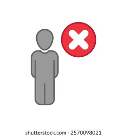 People with cross mark  profile reject filled outline icons. Vector illustration. Editable stroke. Isolated icon suitable for web  infographics  interface and