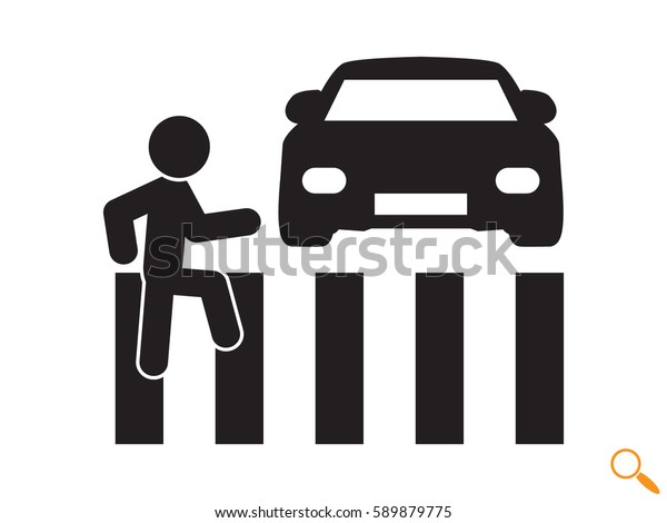 People crossing the road, the car, icon, vector\
illustration eps10