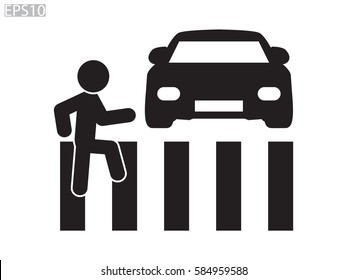 People crossing the road, the car, zebra, icon, vector illustration eps10
