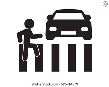 People crossing the road, the car, zebra, icon, vector illustration eps10