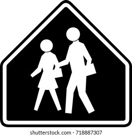 People crossing warning sign information