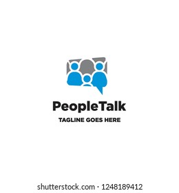 People And Crowd In Bubble Talk Logo Icon Vector Inspiration