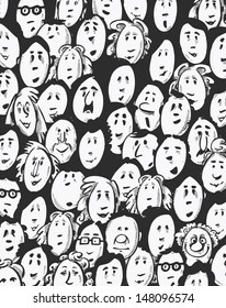 People crowd -cartoon characters - dark background