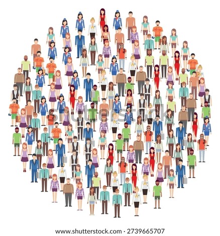 People crowd color round icon. Community or society symbol