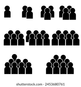 People, crowd concept.  Silhouette of groups of people. Pictograph