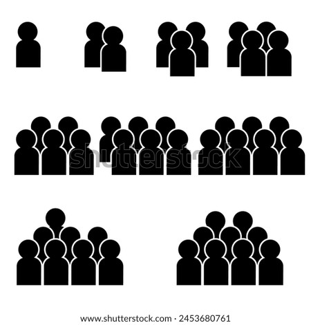 People, crowd concept.  Silhouette of groups of people. Pictograph