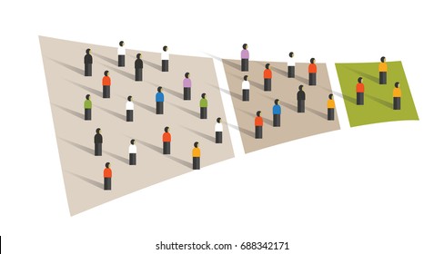 people crowd funnel flow conversion group graphic sampling statistics