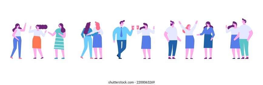People crowd horizontal flat vector banner