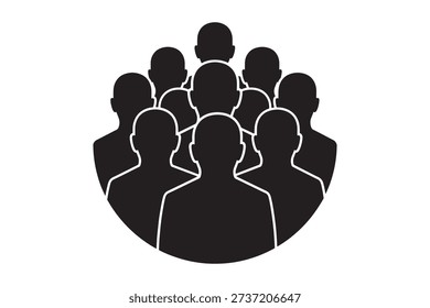 People crowd icon symbol in a circle isolated on white background