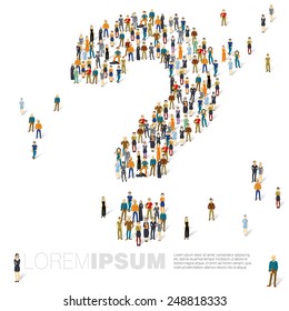 People Crowd Question Mark Vector Template.