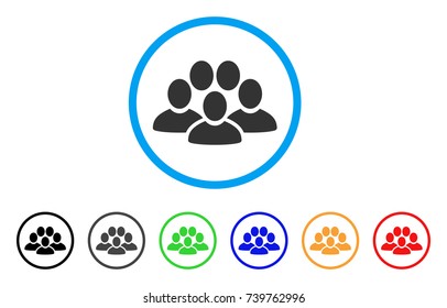 People Crowd rounded icon. Style is a flat grey symbol inside light blue circle with bonus color versions. People Crowd vector designed for web and software interfaces.