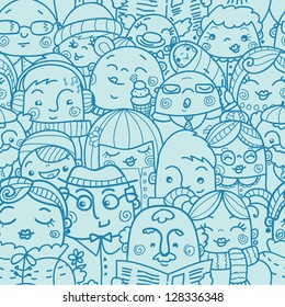 People in a crowd seamless pattern background