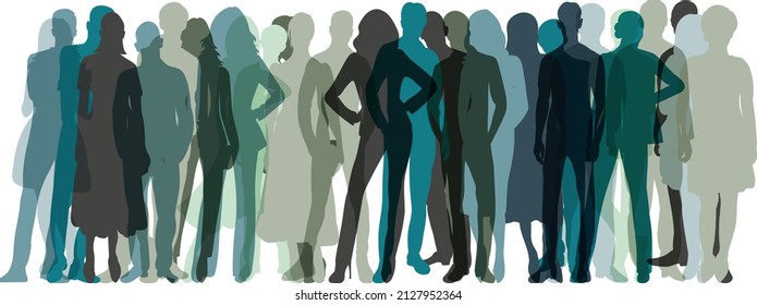 people crowd set silhouette on white background, isolated vector