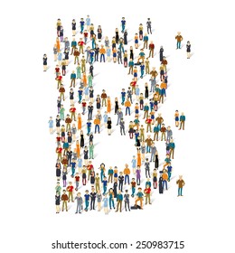  La gente se apiñó. Vector ABC, letra B