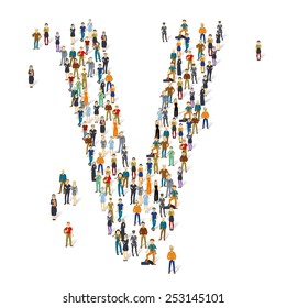 La gente se enreda. Vector ABC, letra V