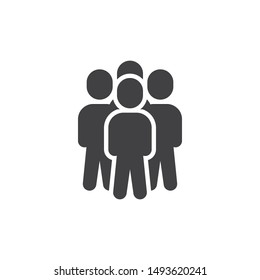 People crowd vector icon. 4 member staff filled flat sign for mobile concept and web design. Teamwork group glyph icon. Symbol, logo illustration. Vector graphics