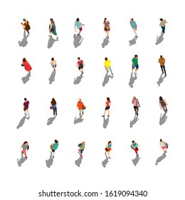 People crowd vector illustration set