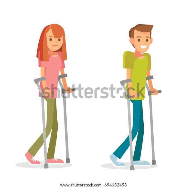 People Crutches Stock Vector (Royalty Free) 694132453