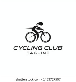 people cycling, people riding bicycle logo illustration vector icon template