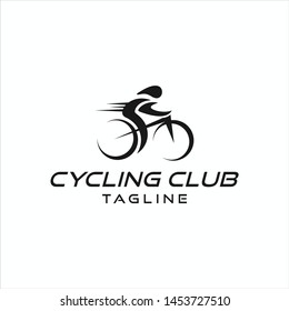 people cycling, people riding bicycle logo illustration vector icon template