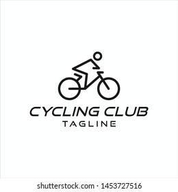 people cycling, people riding bicycle logo illustration vector icon template
