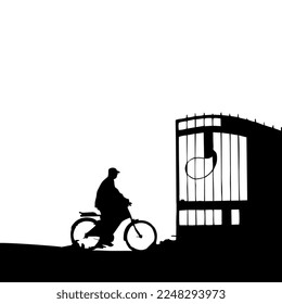 people cycling silhouette vector illustration