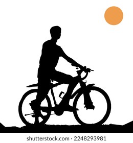 people cycling silhouette vector illustration