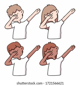 people dabbing set cartoon illustration